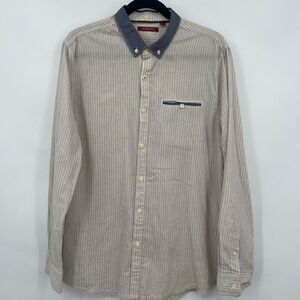 Jeremiah Men's Alford 100% Cotton Long Sleeve Khaki Stripe